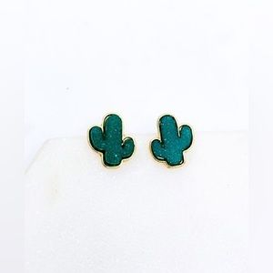Green cactus earrings